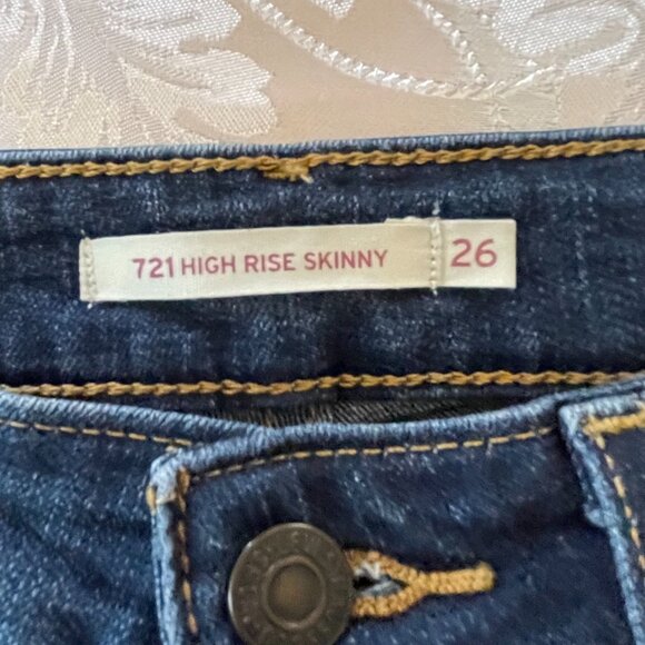 Levi's 721 Blue Skinny High Rise Jeans Size 26 - Picture 7 of 9